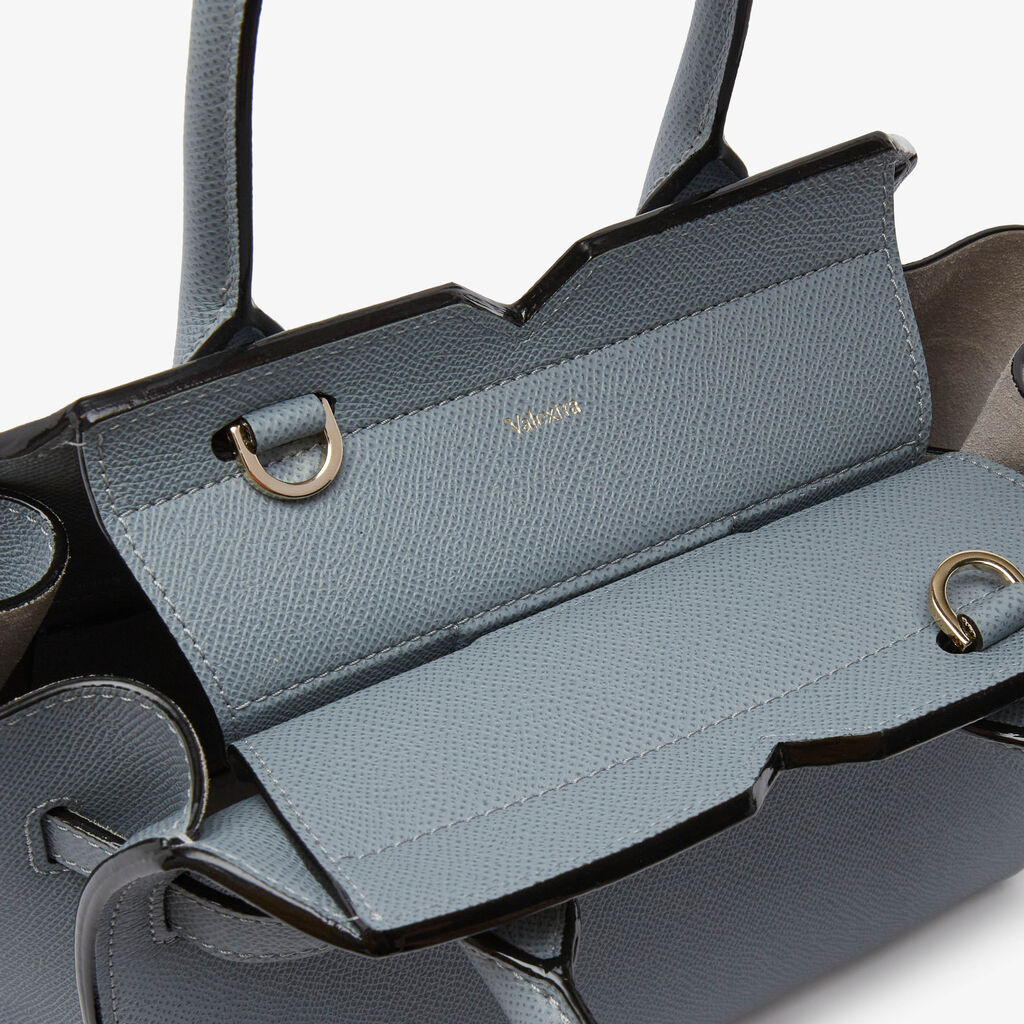 Milano Two Handles Mini Bag - Niagara Blue - Vitello Millepunte Soft - Valextra - 4