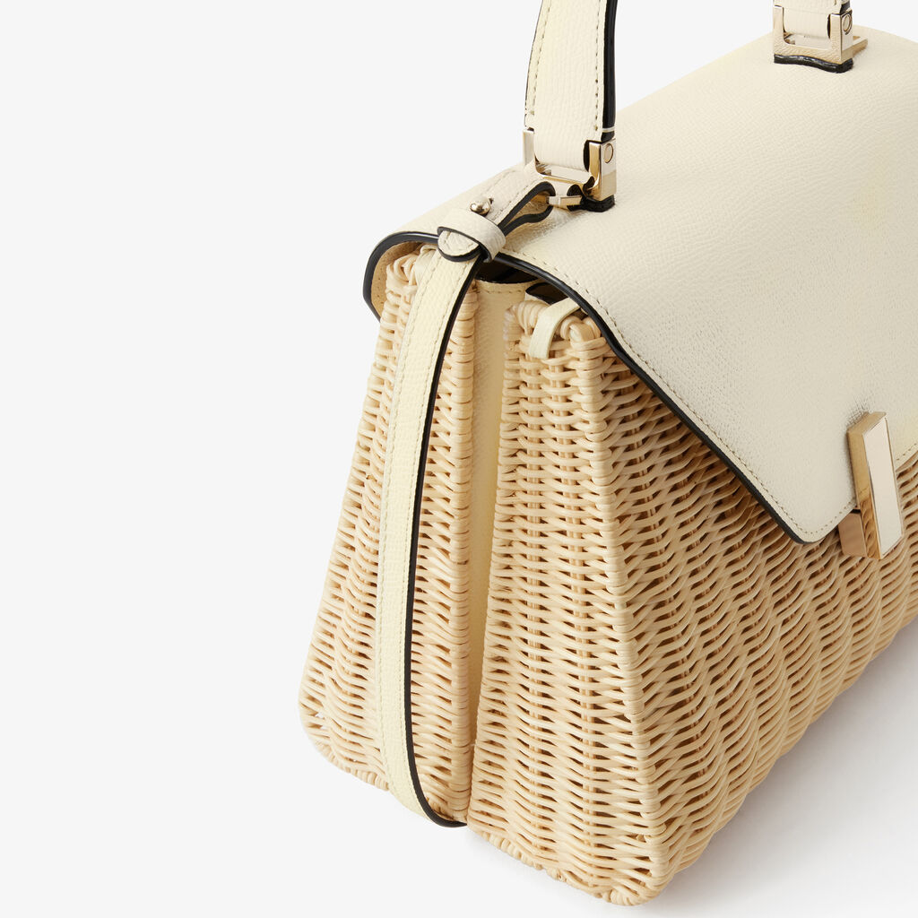 Iside Wicker Top Handle Medium Bag - Beige/Pergamena White - Midollino/Vitello VS - Valextra - 3