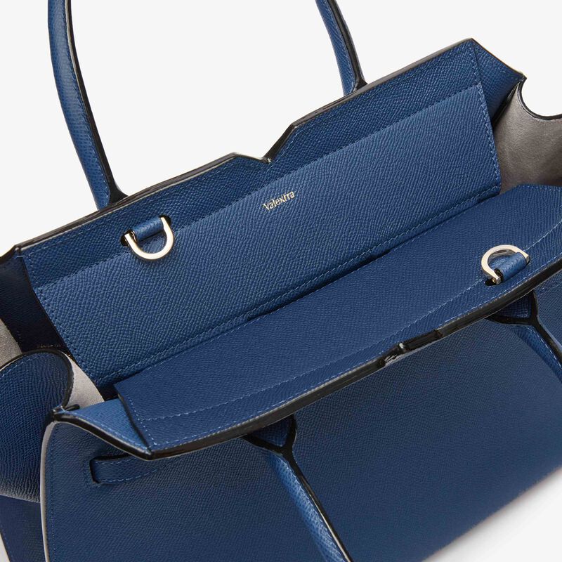 Milano Two Handles Medium Bag - Sapphire Blue - Millepunte Soft calf leather - Valextra - 3
