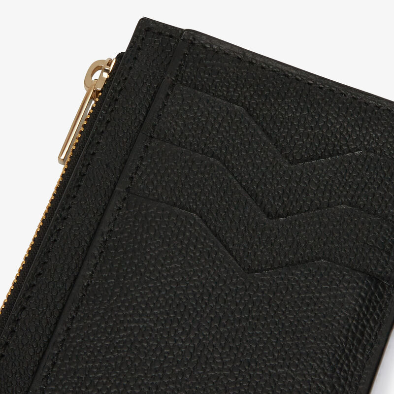 Card Holder 3CC with Zip - Black - Millepunte calf leather - Valextra - 3