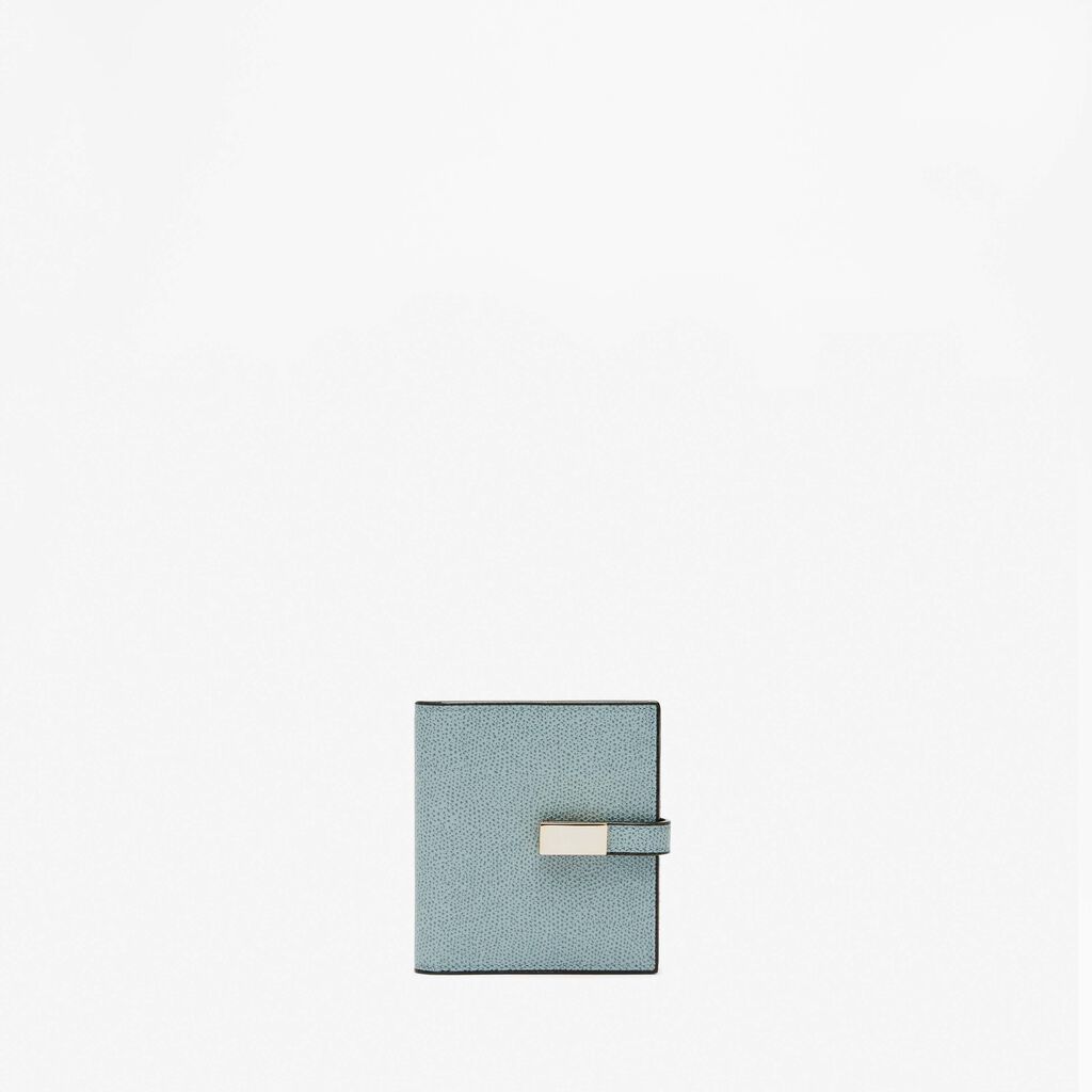 Small Wallet With Coin Purse - Smokey Blue - Vitello VS - Valextra - 1