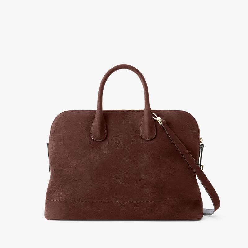 Borsa Bowling MyLogo Senso Media - Marrone Cioccolato - Vitello Millepunte Nabuk - Valextra - 1