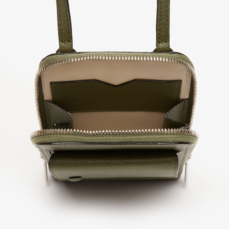 Crossbody Phone case - Military Green - Millepunte calf leather - Valextra - 3