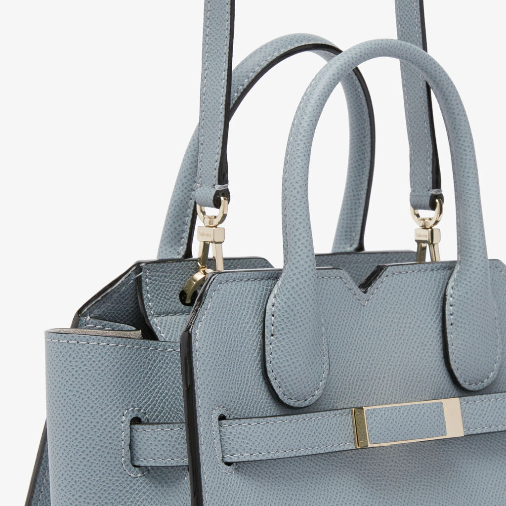 Borsa a Tracolla Milano Micro - Blu Niagara - Pelle di vitello Millepunte Soft - Valextra - 6