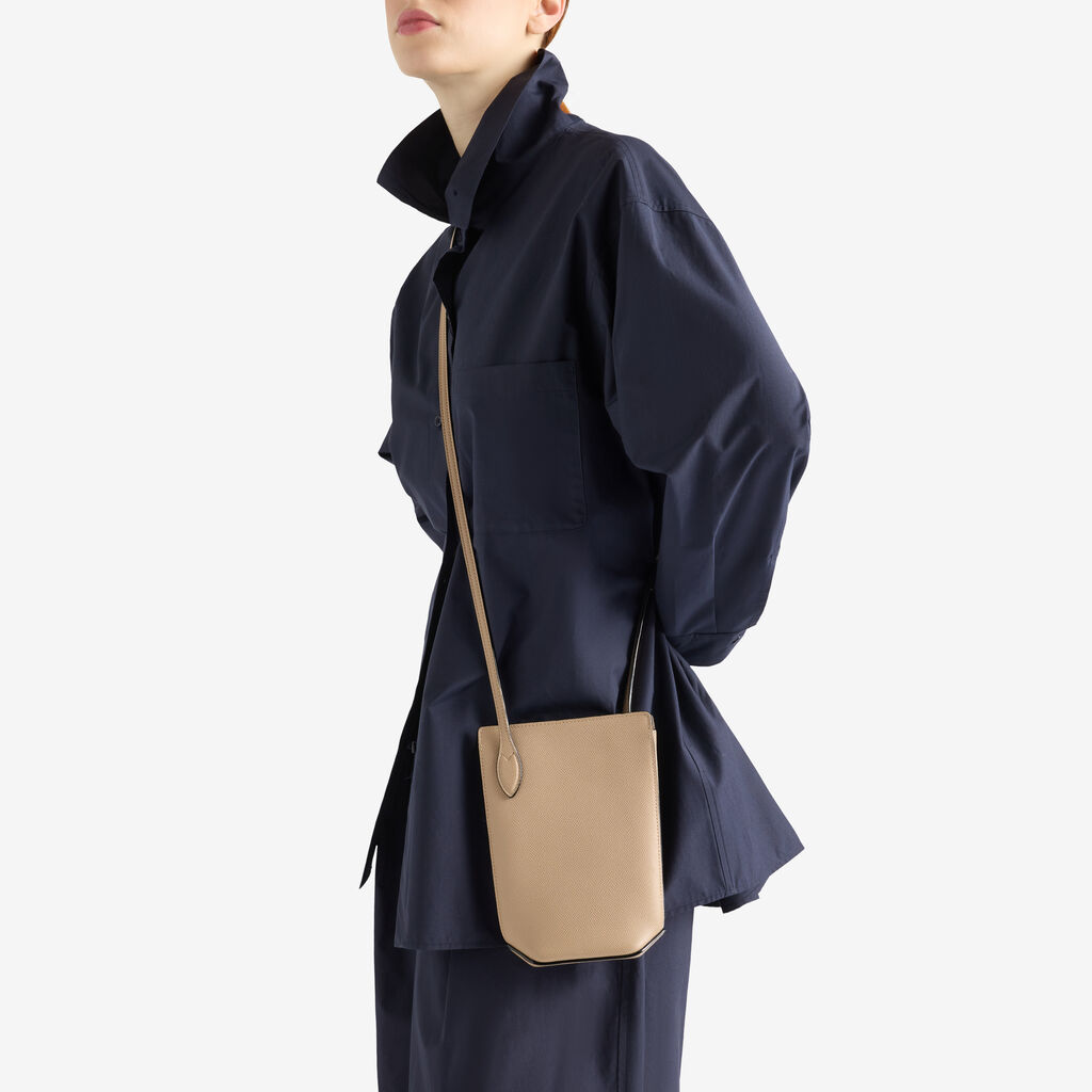 Vivi Crossbody Phone Bag - Cashmere Beige - Millepunte Soft calf leather - Valextra - 2