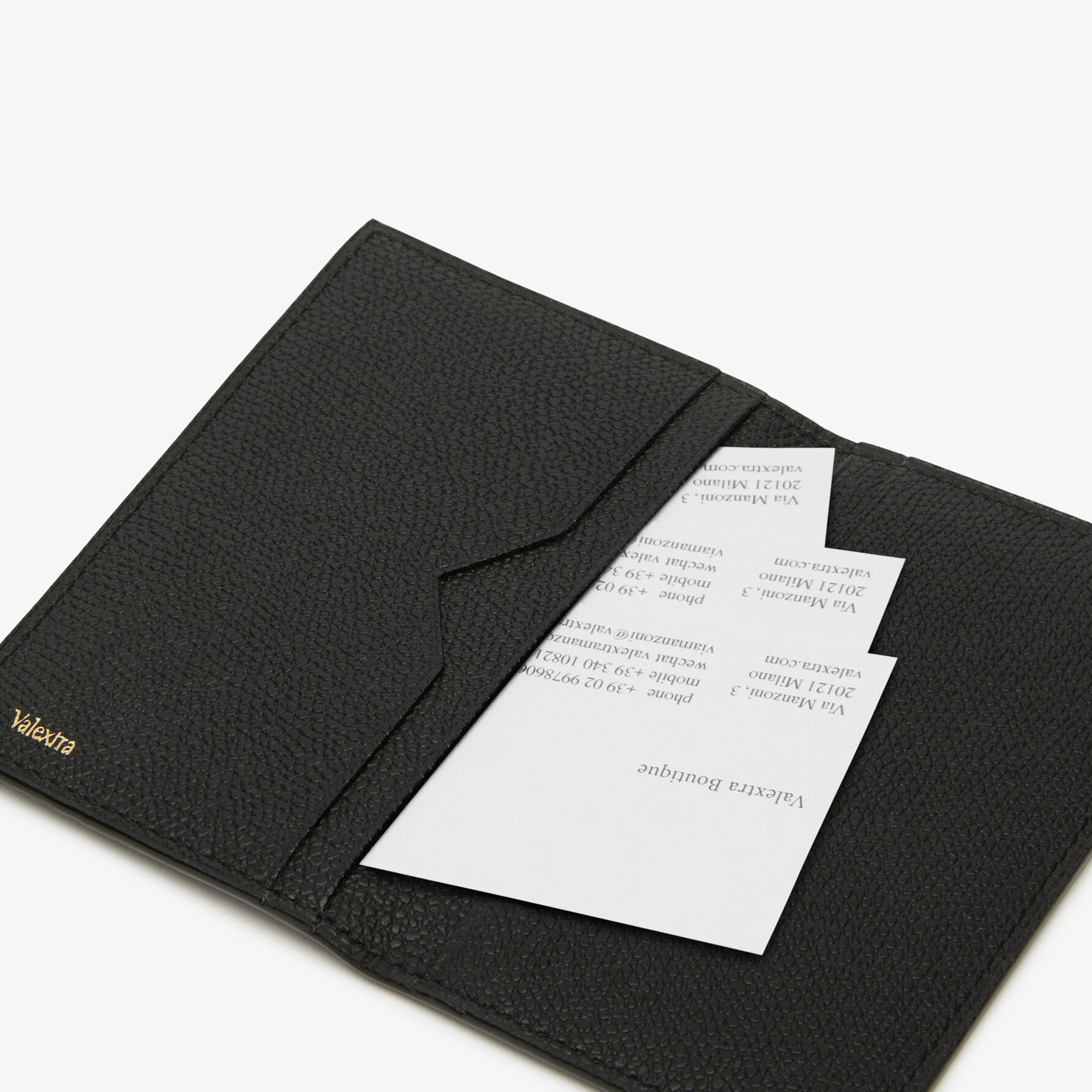 Black Leather credit card holder with pockets | Valextra