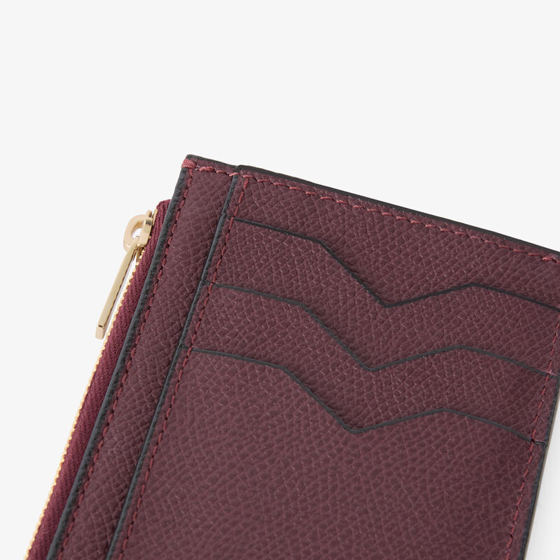Porta Carte con cerniera 3CC - Rosso Amaranto - Pelle di vitello Millepunte - Valextra - 3