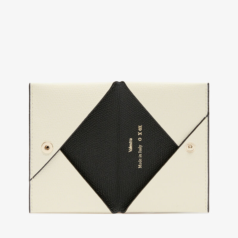 Card Case with Button - Pergamena White/Black - Millepunte calf leather - Valextra - 4