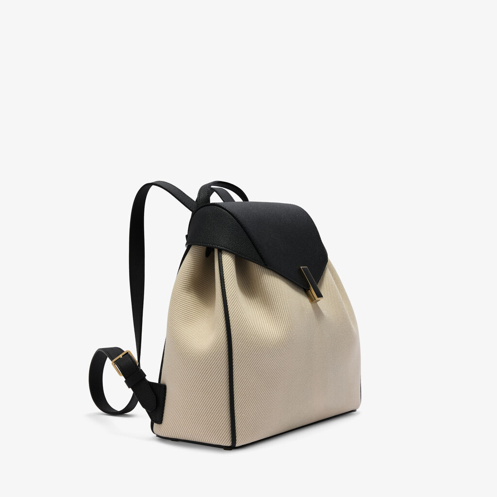 Iside Textured Canvas Backpack Medium -  - Canvas Eutolbat/Vitello Millepunte Soft - Valextra - 4