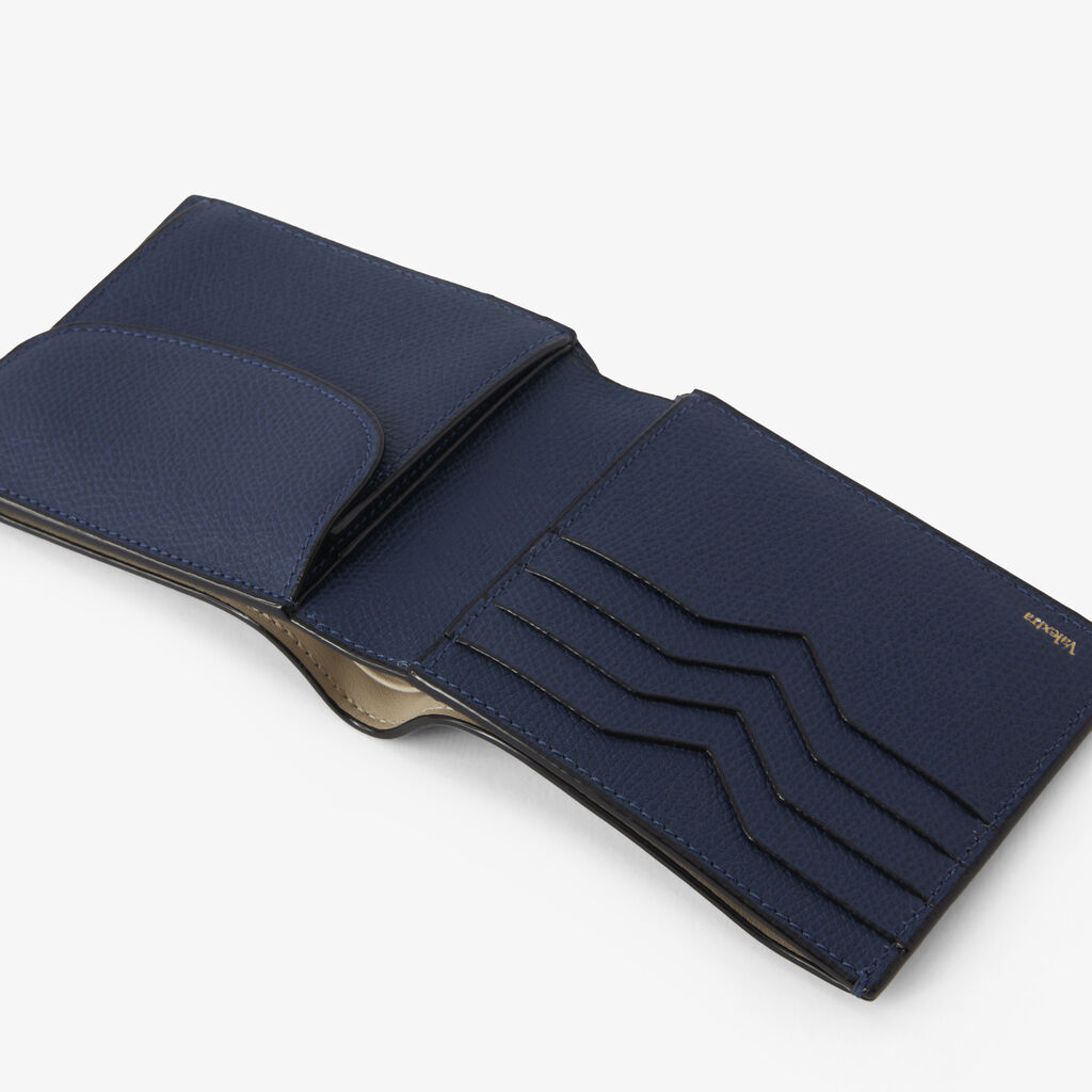 Wallet 4Cc With Coin Holder - Sapphire Blue - Vitello VS - Valextra - 2
