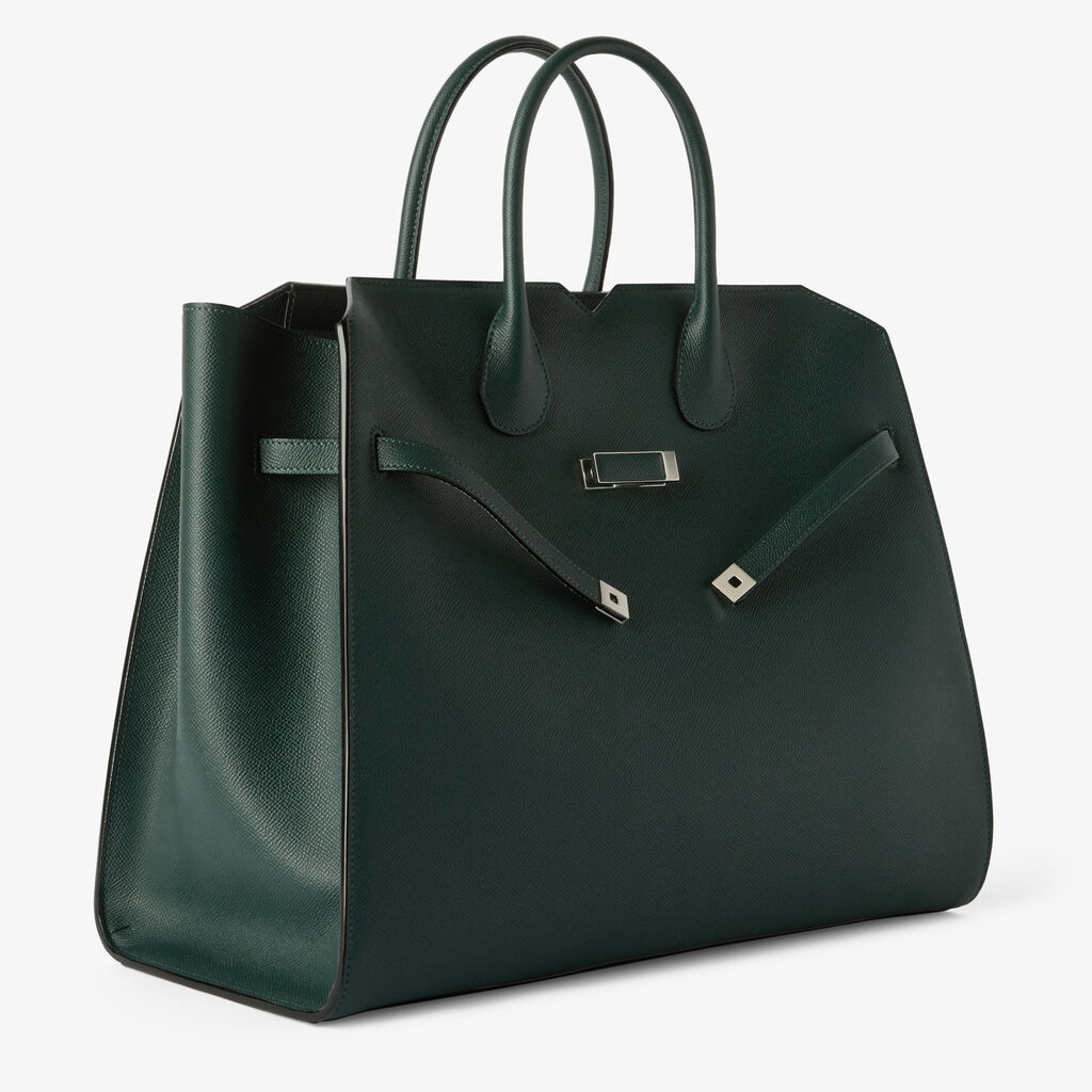 Milano Two Handles Large Bag - Valextra Green - Millepunte Soft calf leather - Valextra - 4