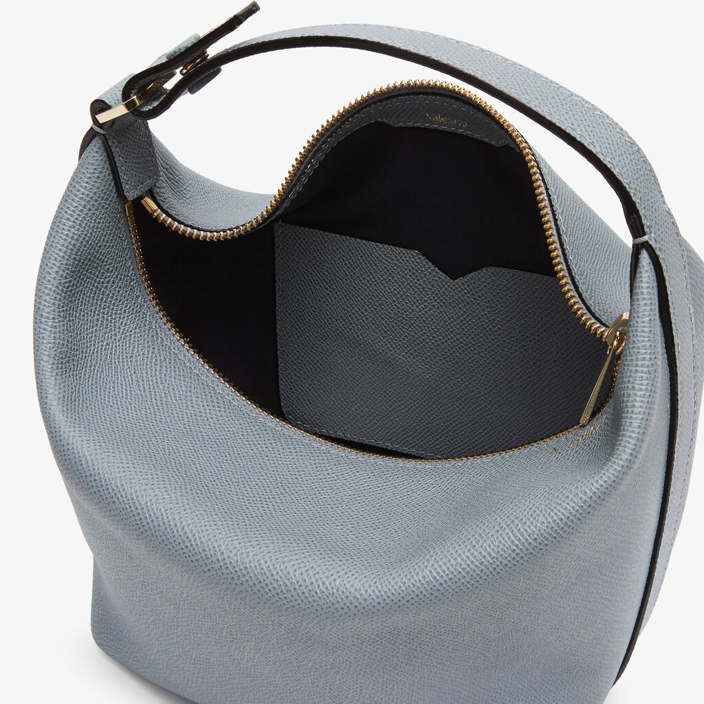 Mochi Top Handle Mini Bag - Niagara Blue - Vitello Millepunte Soft - Valextra - 3