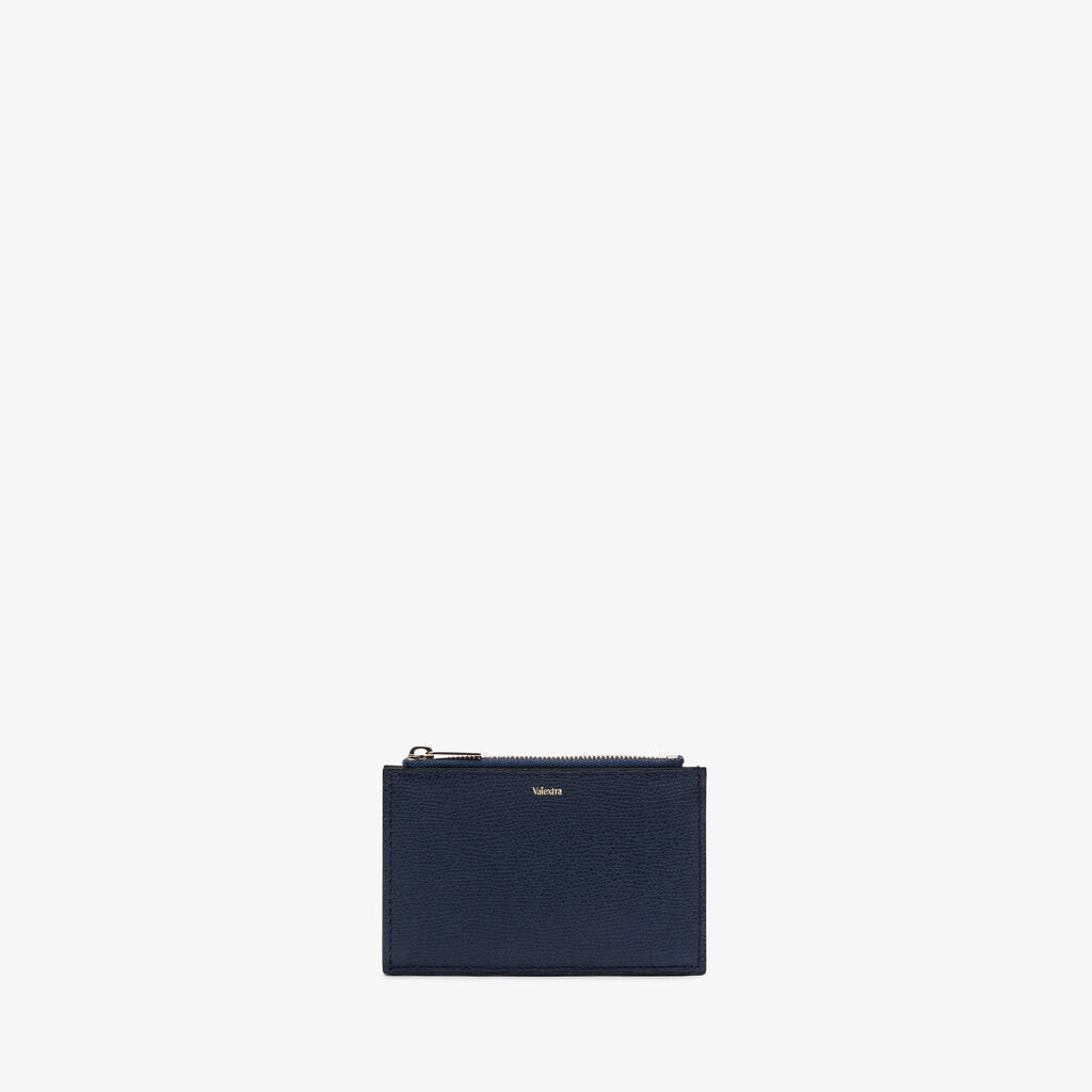 Card Holder 3CC with Zip - Dark Blue - Vitello VS - Valextra - 4