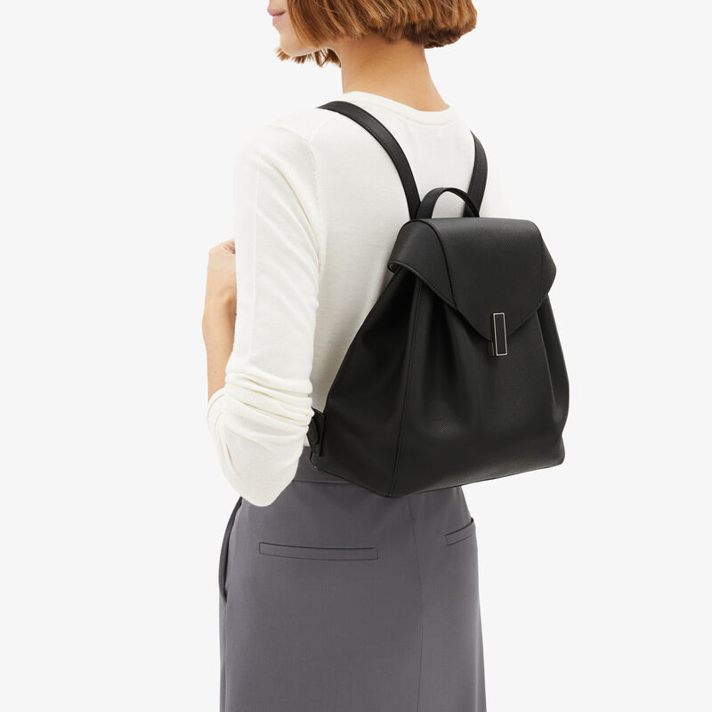 Iside Medium Backpack - Black - Millepunte Soft calf leather - Valextra - 2