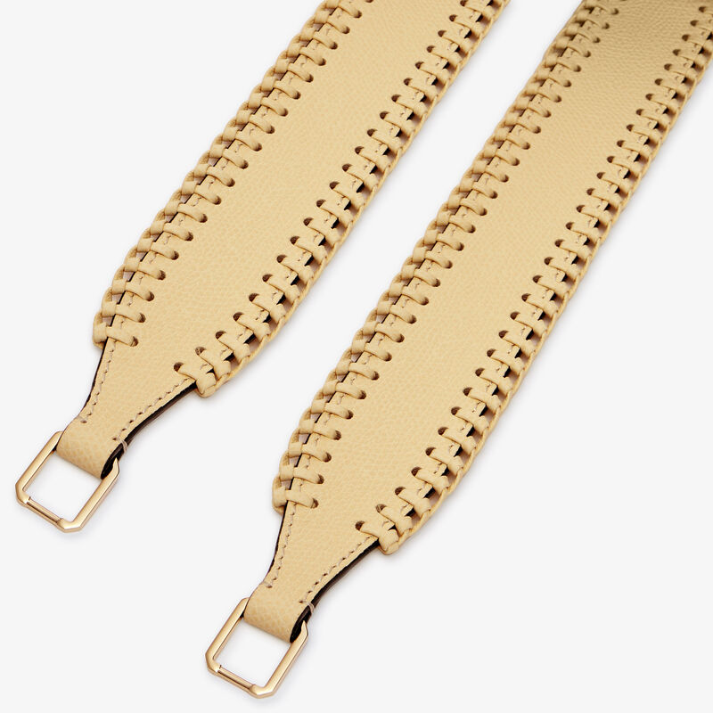 Braided Shoulder Strap - Cream Yellow - Millepunte calf leather - Valextra - 3