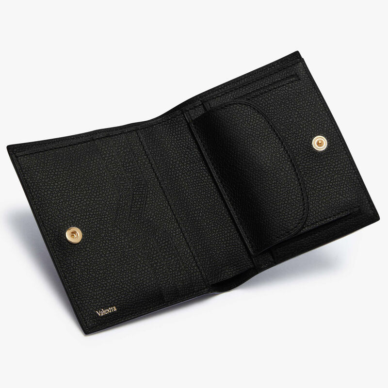 Compact Wallet 3 CC with Coin Purse - Black - Millepunte calf leather - Valextra - 2