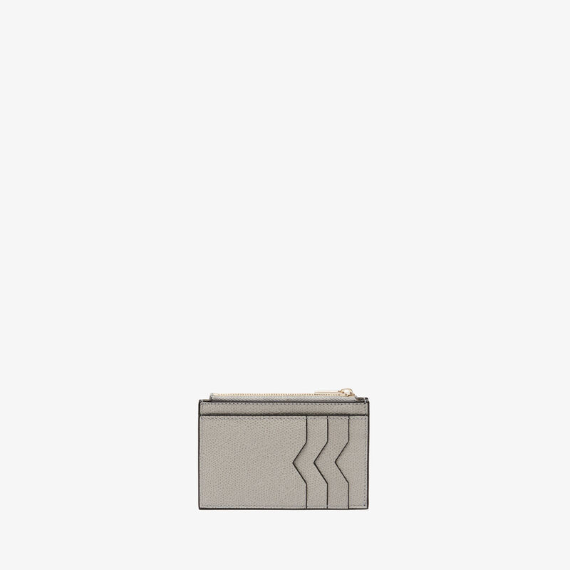 Card Holder 3CC with Zip - Ash Grey - Millepunte calf leather - Valextra - 1