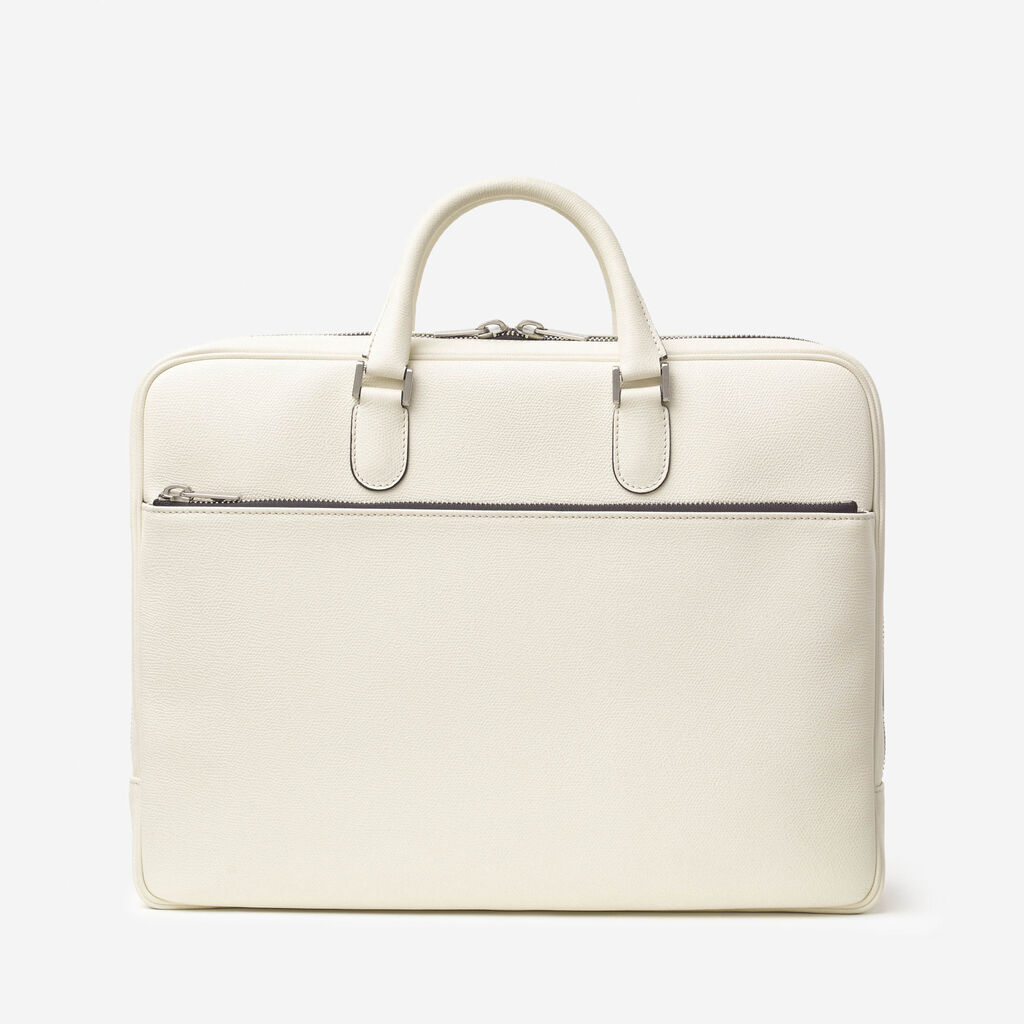 Avietta Briefcase with Zip 24h - Pergamena White - Millepunte calf leather - Valextra - 1