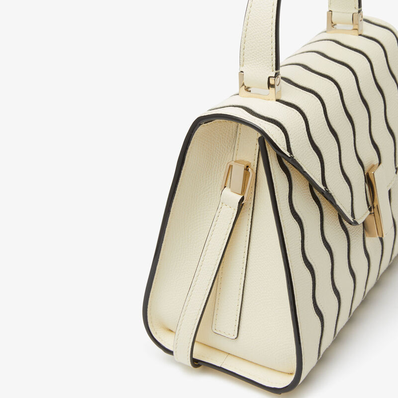 ISide Waves Top Handle Mini Bag - Pergamena White/Black - Millepunte calf leather - Valextra - 4