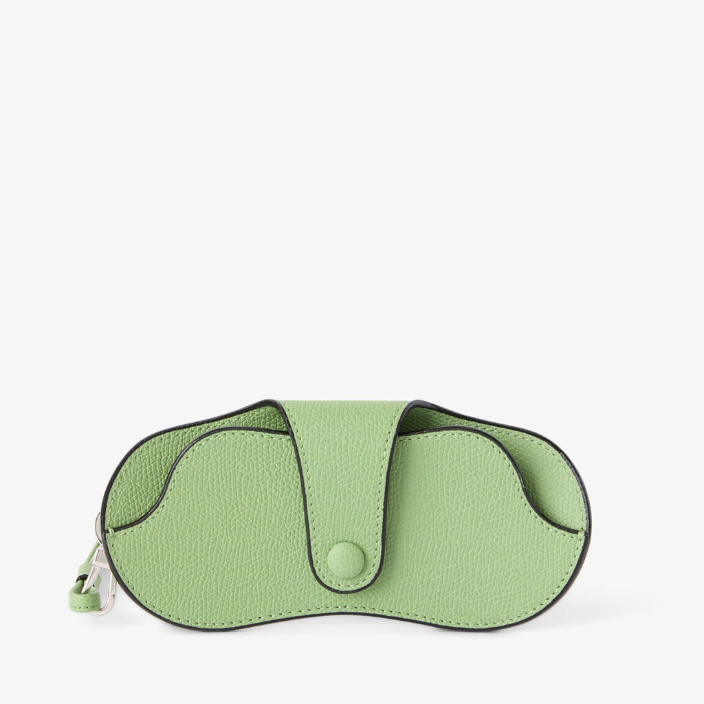 Glasses Case with Lanyard - Aloe Green - Millepunte calf leather - Valextra - 5