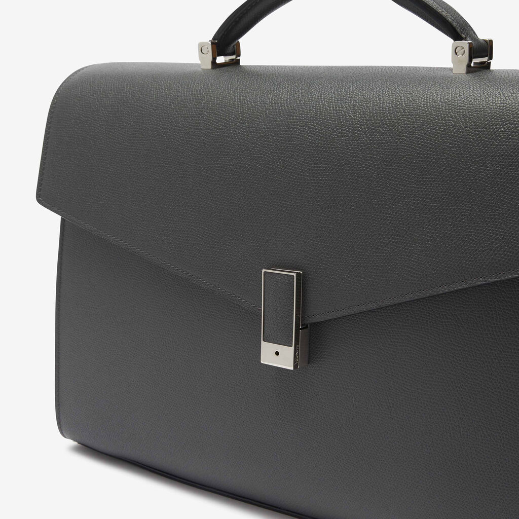 Iside Briefcase - Smokey Grey - Vitello VS - Valextra - 4