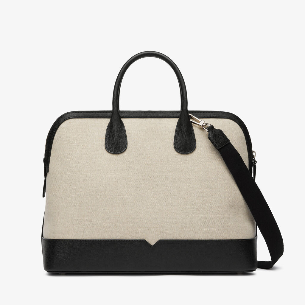 MyLogo Canvas Bowling Bag - Sand Brown/Black - Tessuto Canvas/VS - Valextra - 1