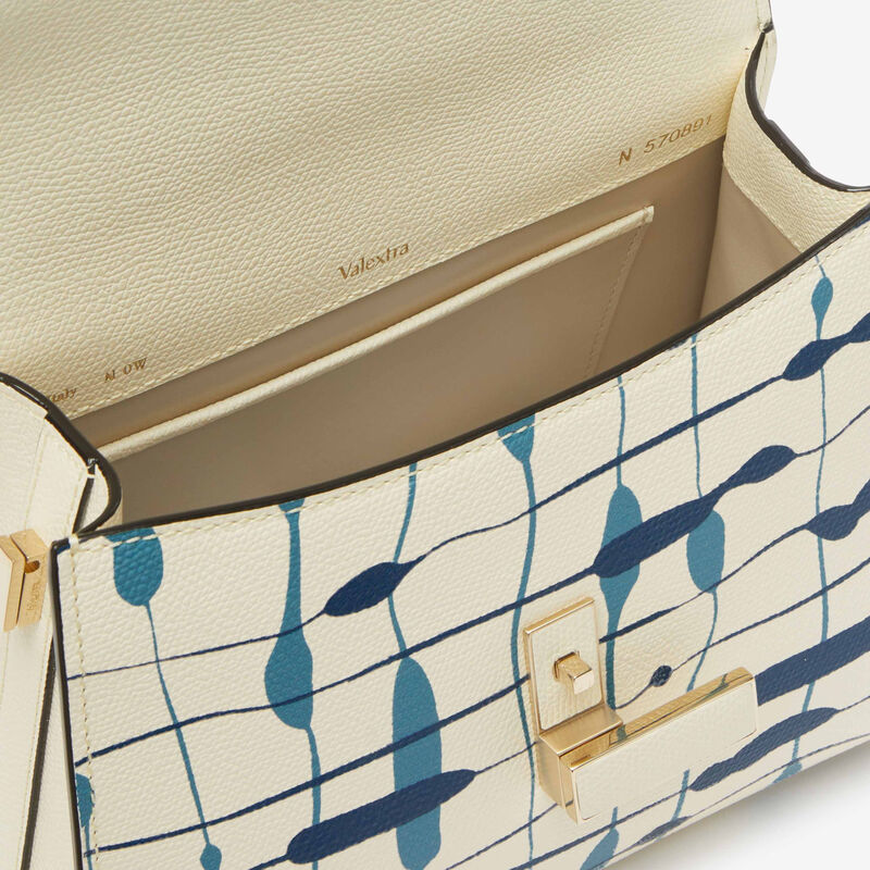 Iside Acquerello Top Handle Mini Bag - Pergamena White/Cobalt Blue/Denim Blue - Millepunte calf leather - Valextra - 3