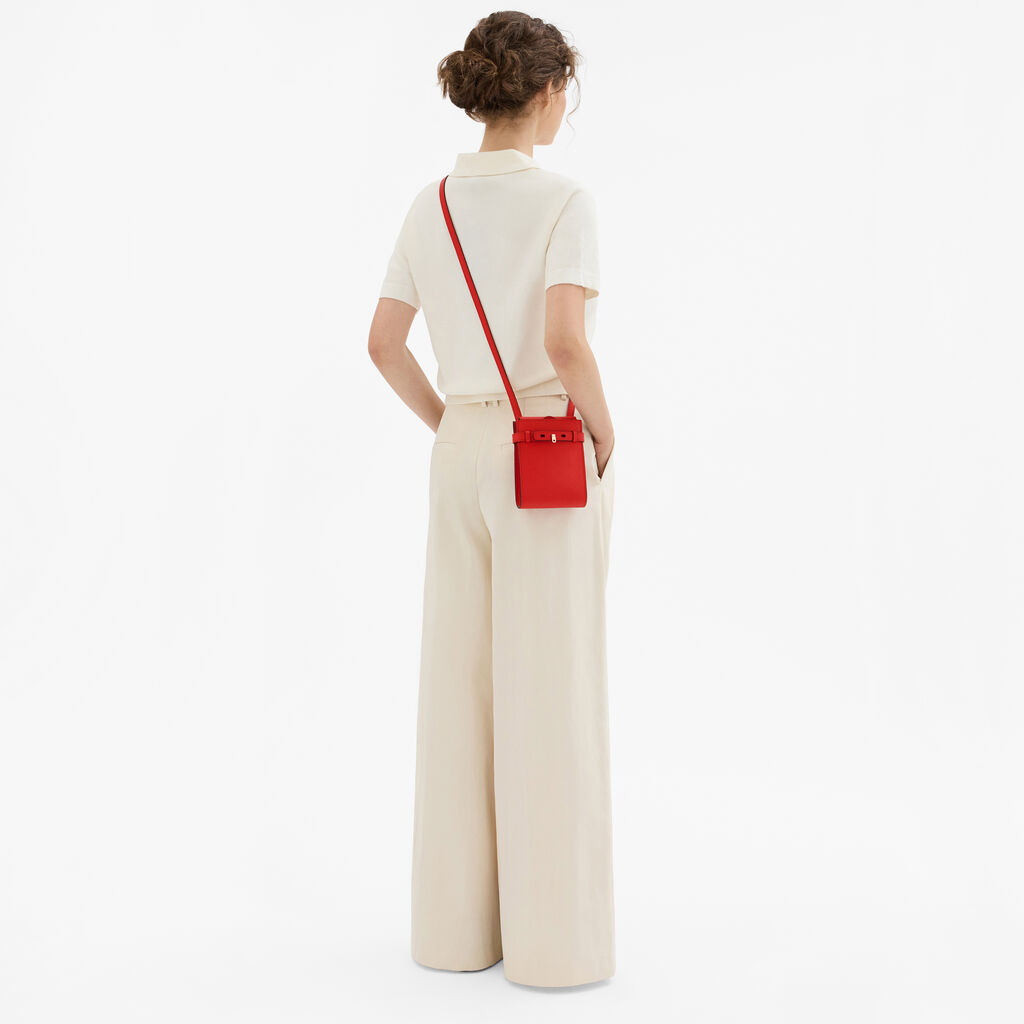 Brera B-Tracollina Slim Crossbody Micro Bag - Crimson Red - Vitello VS - Valextra - 2