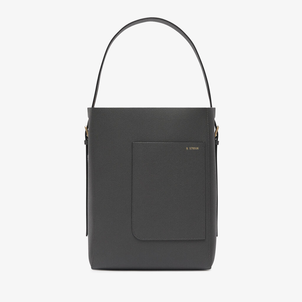 Soft Bucket Medium Bag - Smokey Grey - Vitello VS - Valextra - 7