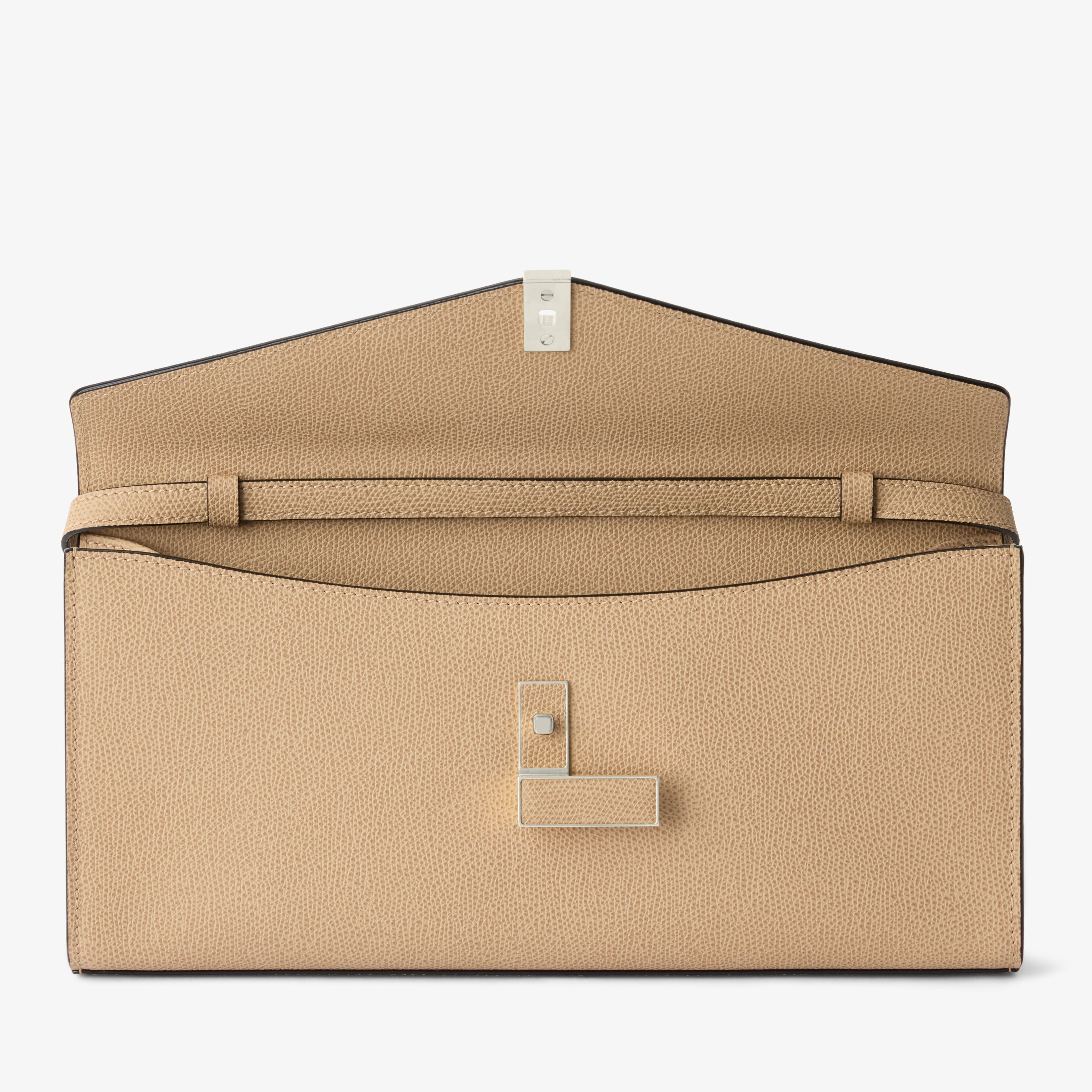 Women's Beige Luxury Grained Leather Clutch | Valextra Iside