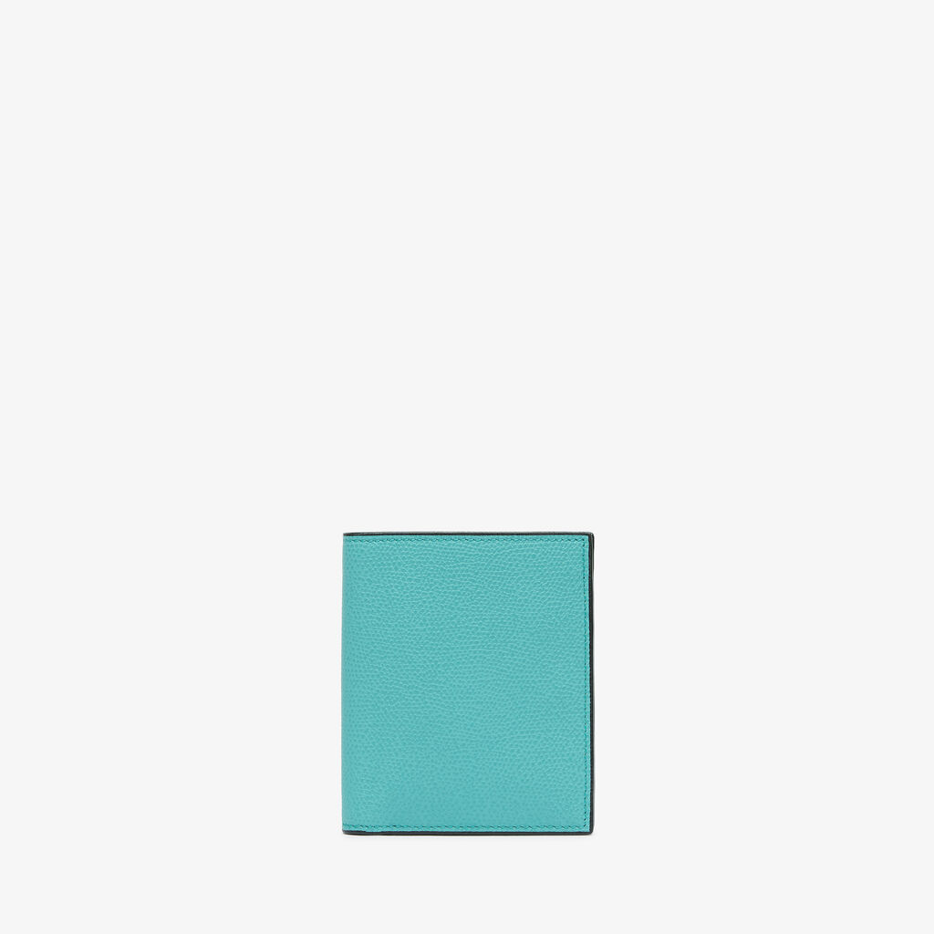 Compact Wallet 3 CC with Coin Purse - Ocean Blue - Vitello VS - Valextra - 1