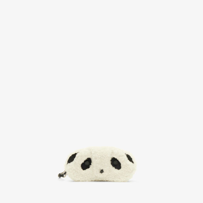 Shearling Panda Glasses Case with Lanyard - Pergamena White/Black - Vitello VS-Montone Ricamo Panda - Valextra - 1