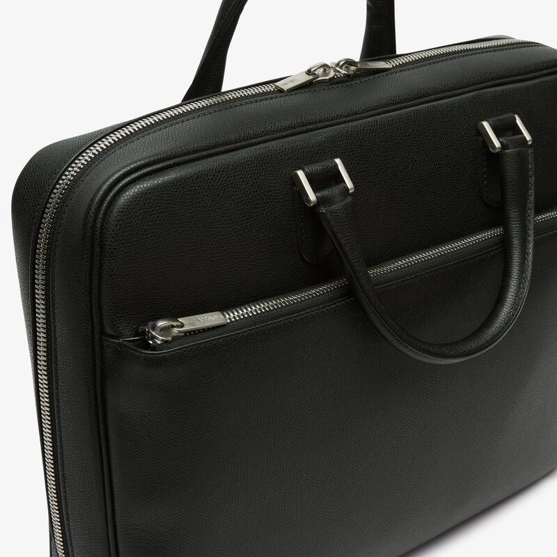 Avietta Briefcase with Zip 24h - Black - Millepunte calf leather - Valextra - 4