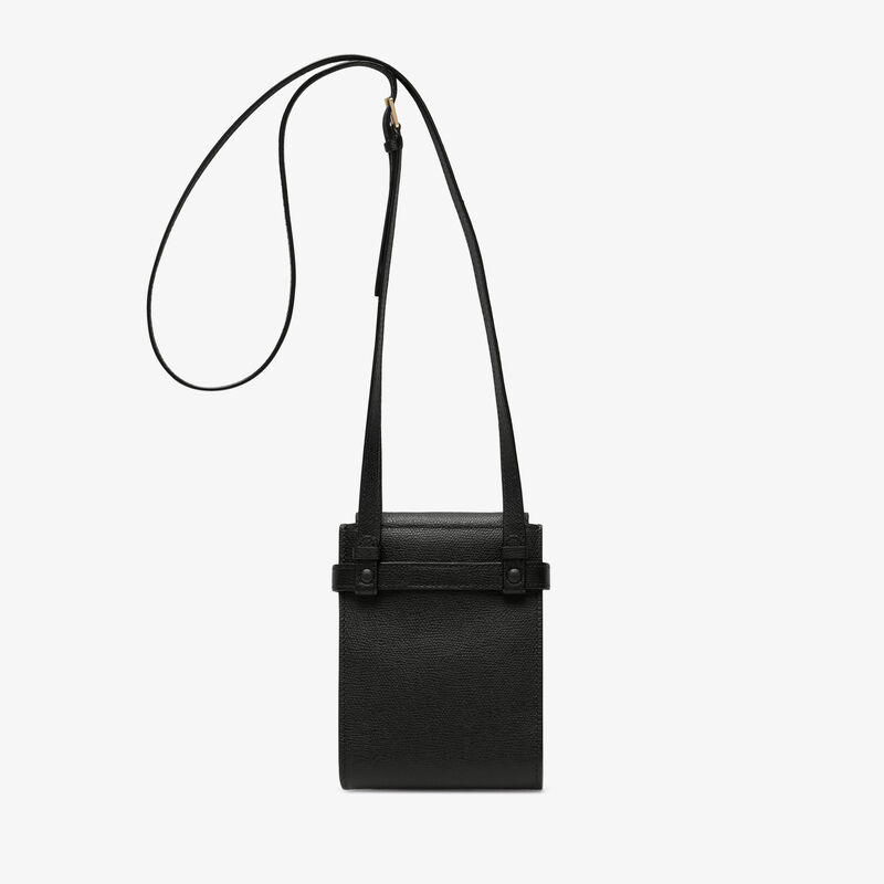 Brera B-Tracollina slim Crossbody micro bag - Black - Millepunte calf leather - Valextra - 5