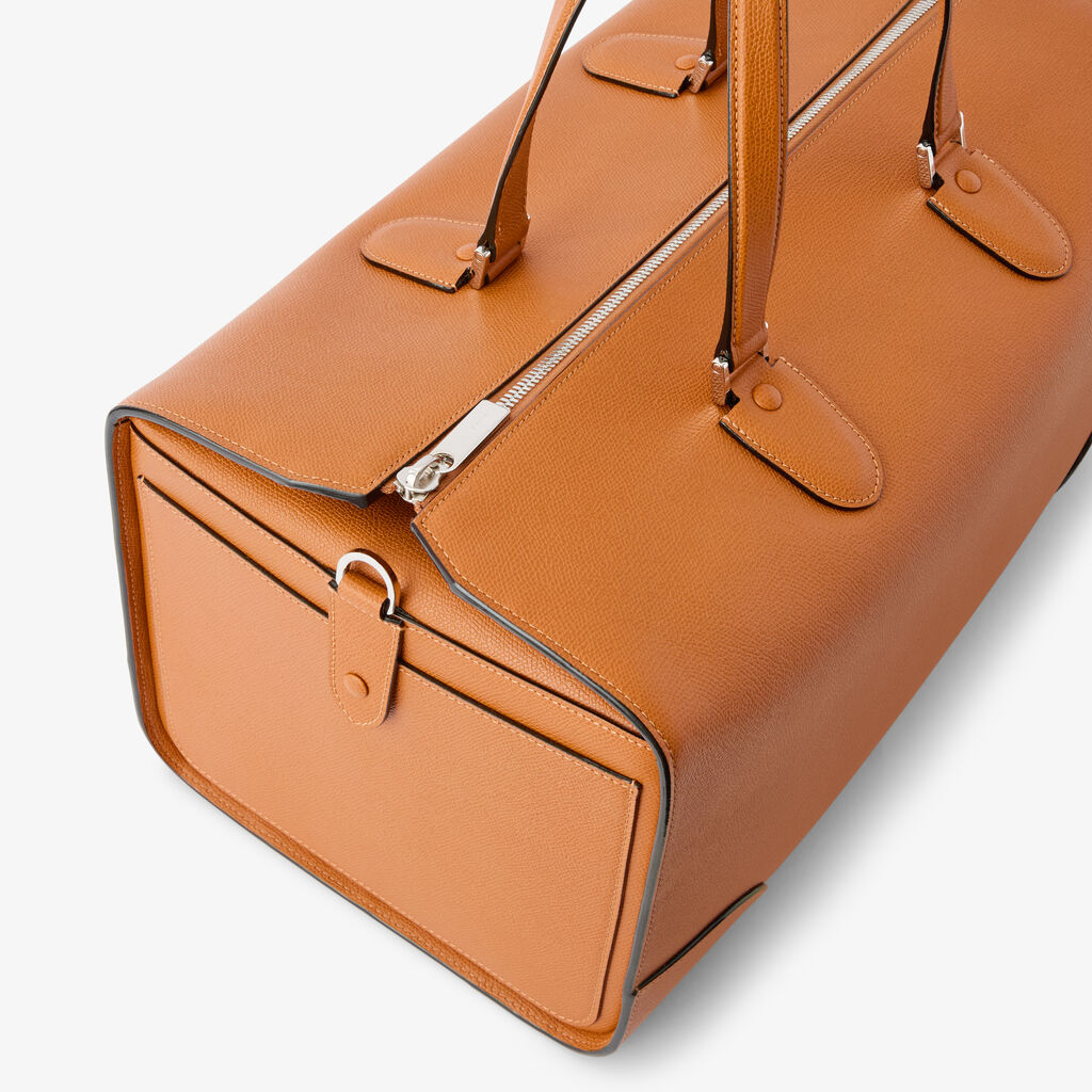 Babila Boston Travel Bag - Havana Brown - Vitello VS - Valextra - 4