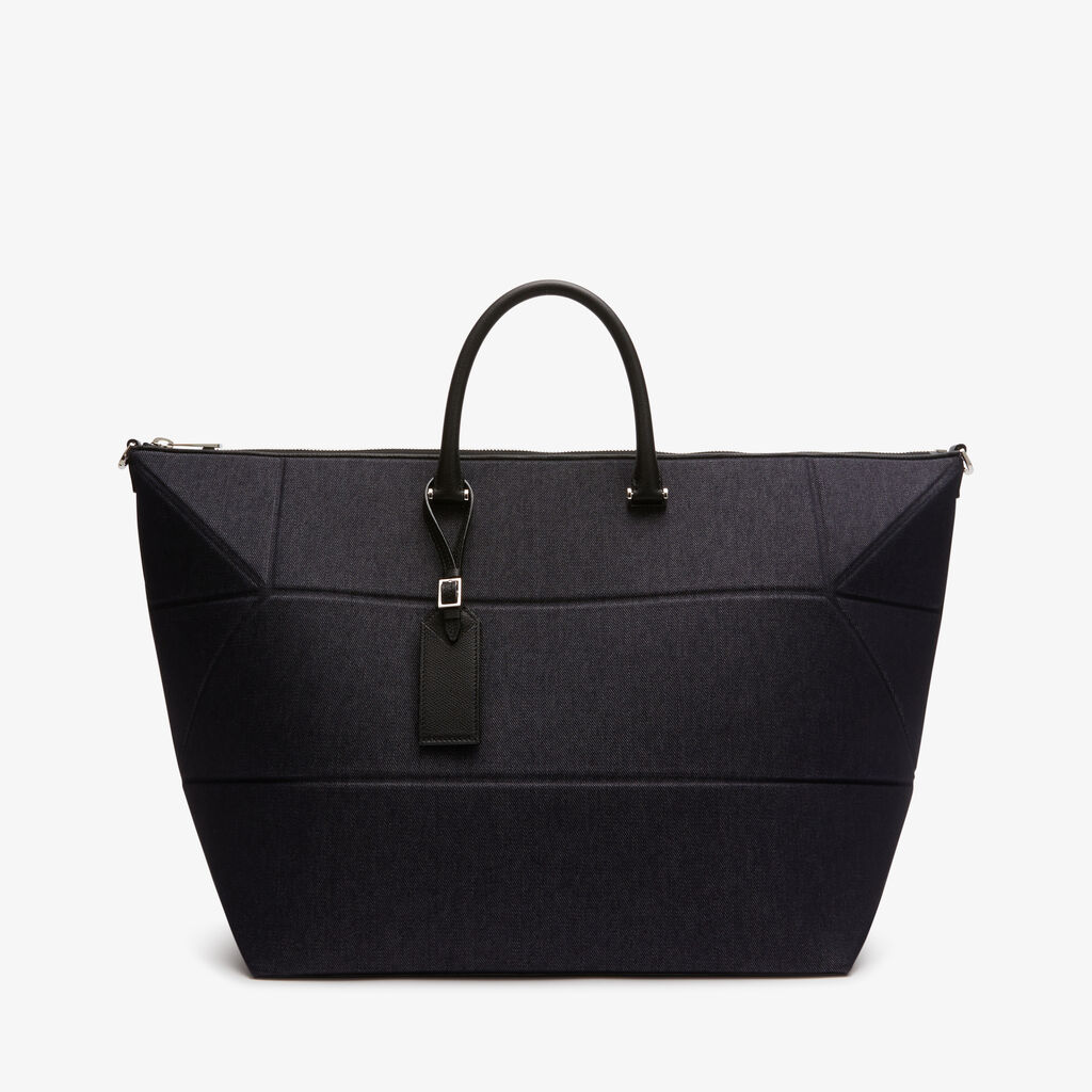 Borsa da viaggio Weekender Denim Poliedrica - Blu Scuro/Nero - Tessuto Jeans/Vitello VS - Valextra - 1