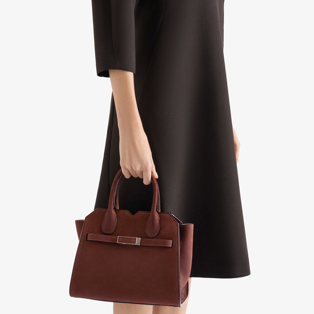 Milano Senso Two Handles Mini Bag - Chocolate Brown - Millepunte Nubuk Senso Leather - Valextra - 2