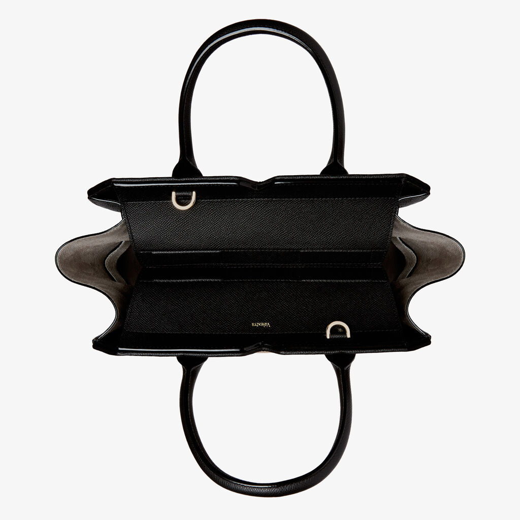 Borsa a Due Manici Milano Chiaroscuro Media - Pergamena White/Black - Vitello Millepunte Soft - Valextra - 8