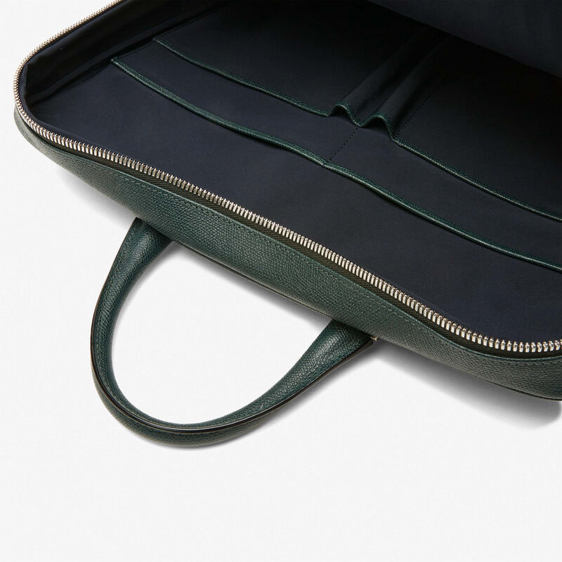 Avietta Briefcase with Zip 24h - Valextra Green - Millepunte calf leather - Valextra - 4
