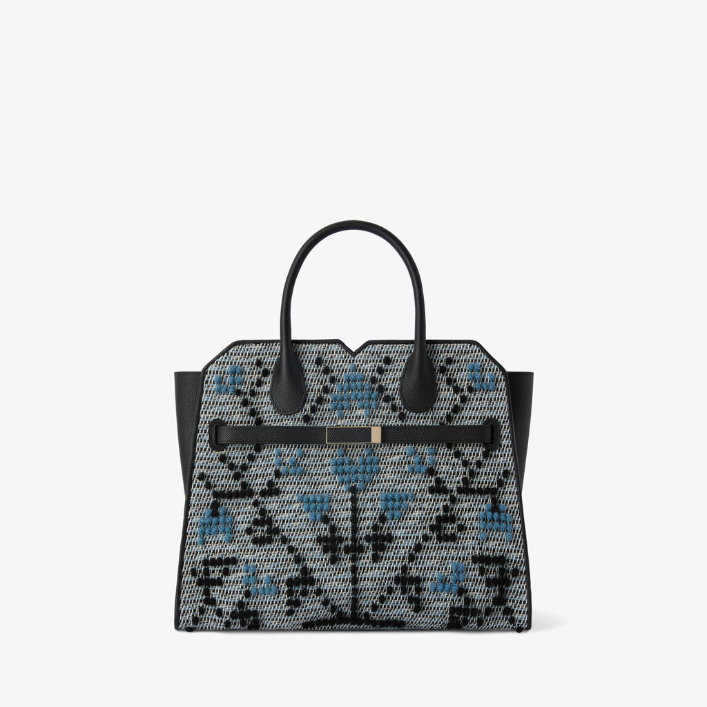 Milano Flower Pibiones Two Handles Medium Bag -  - Tessuto Pibiones Fiore/Vitello Millepunte Soft - Valextra - 1