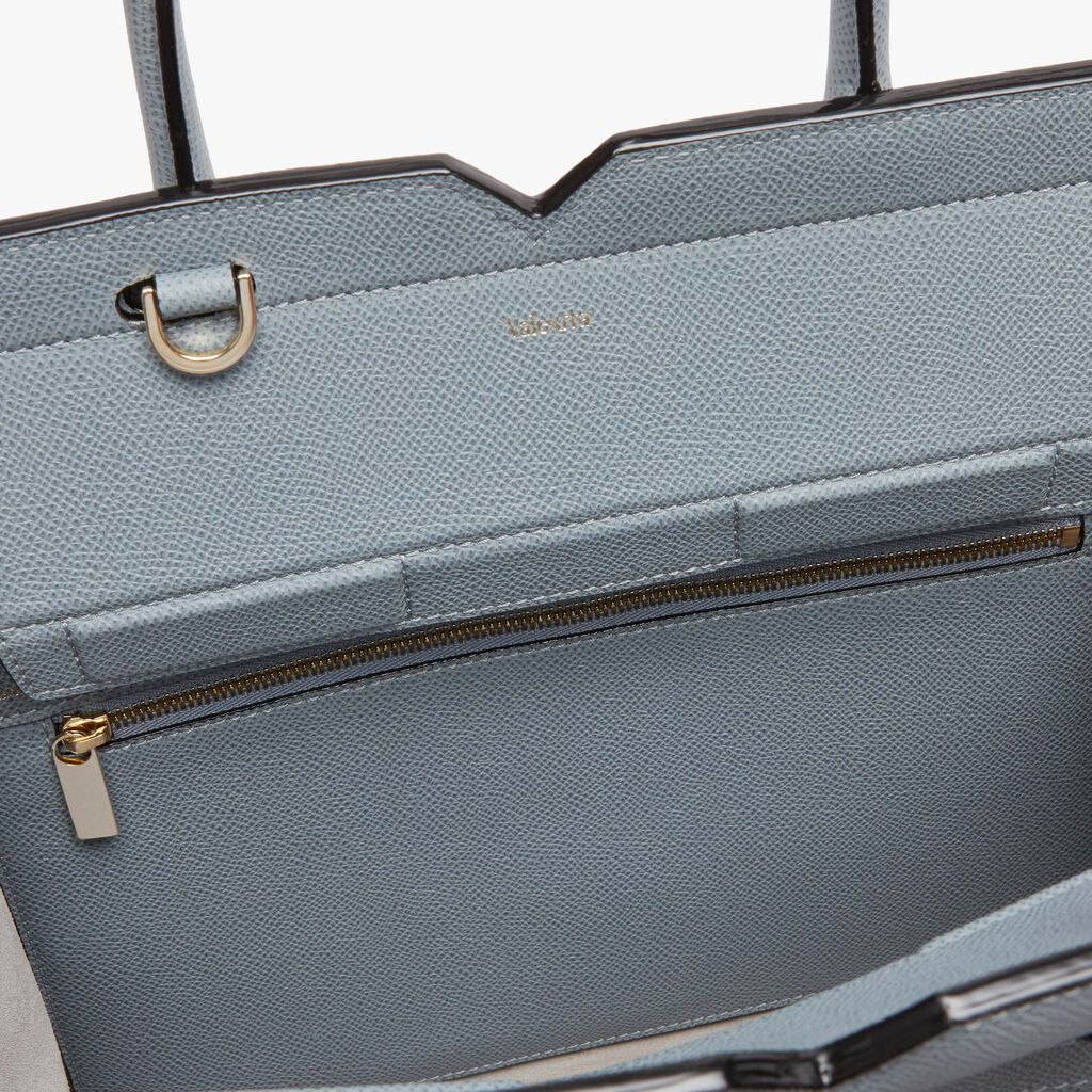 Milano Two Handles Medium Bag - Niagara Blue - Vitello Millepunte Soft - Valextra - 6