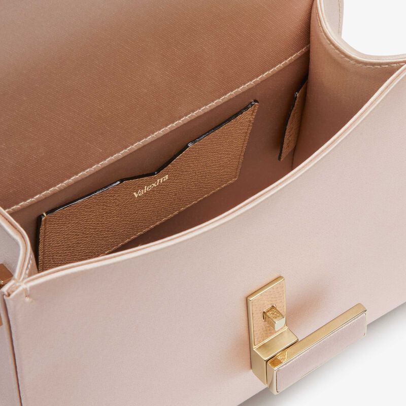Iside Satin Top Handle Micro Bag - Powder Pink - Satin and Millepunte calf leather - Valextra - 3