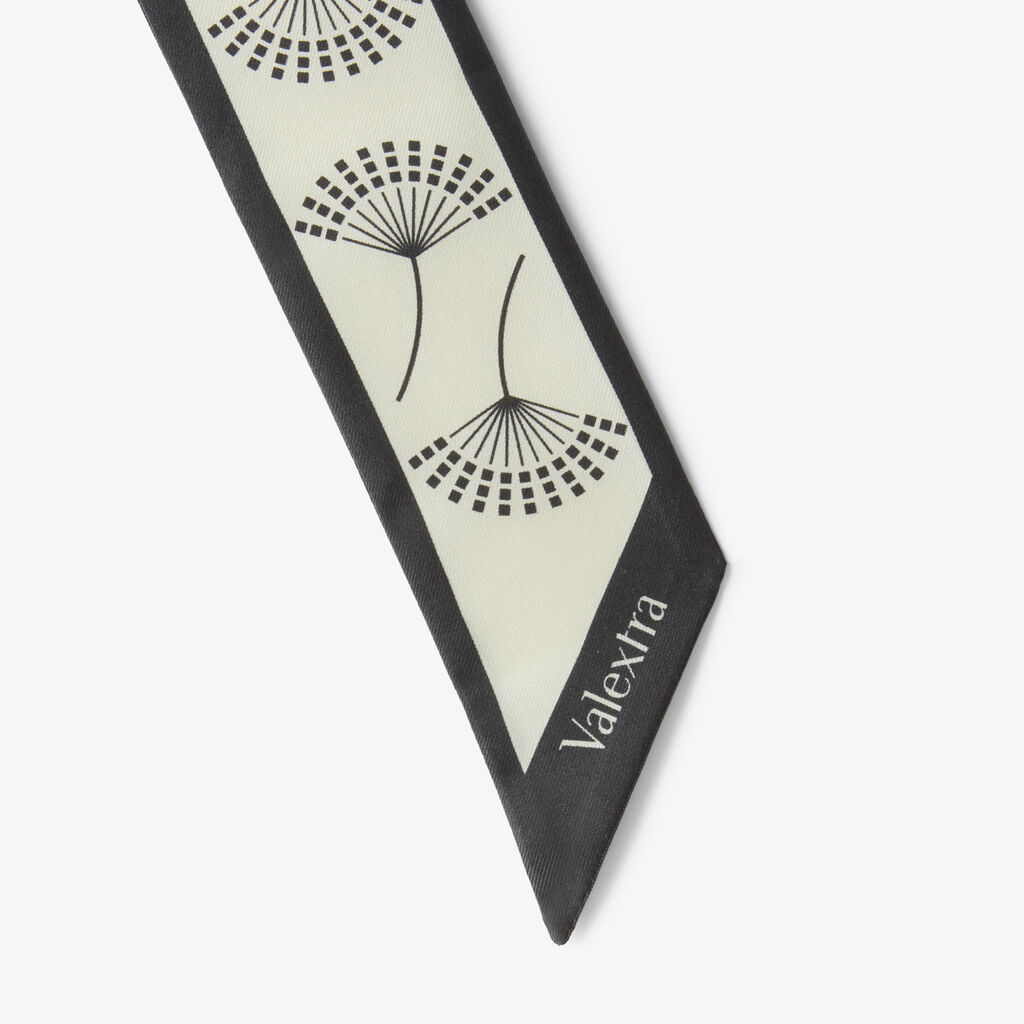 Flower Silk Band - Pergamena White/Black - Seta - Valextra - 2