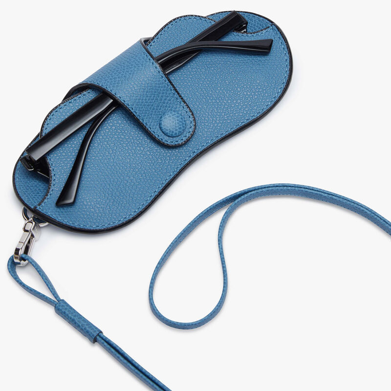 Glasses Case with Lanyard - Nebula Blue - Millepunte calf leather - Valextra - 2