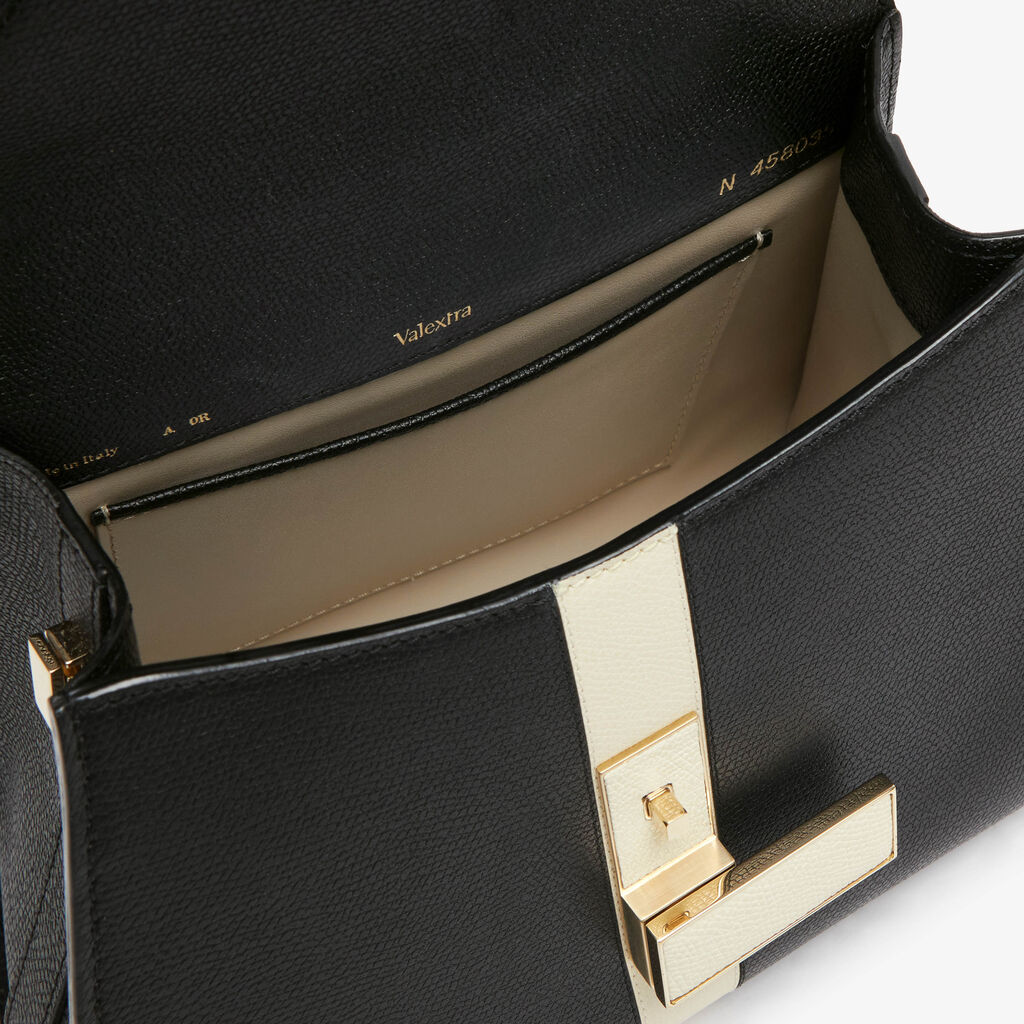 Iside Intarsia Line Top Handle Mini Bag - Black/Pergamena White - VS Vitello Line - Valextra - 3