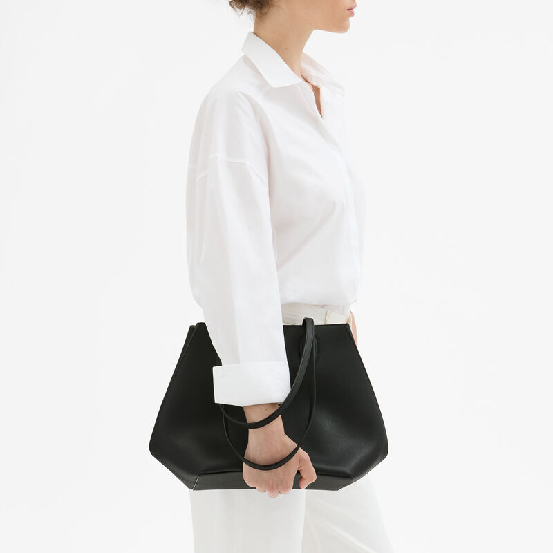 Vivi Shopping Medium Bag - Black - Millepunte Soft calf leather - Valextra - 2