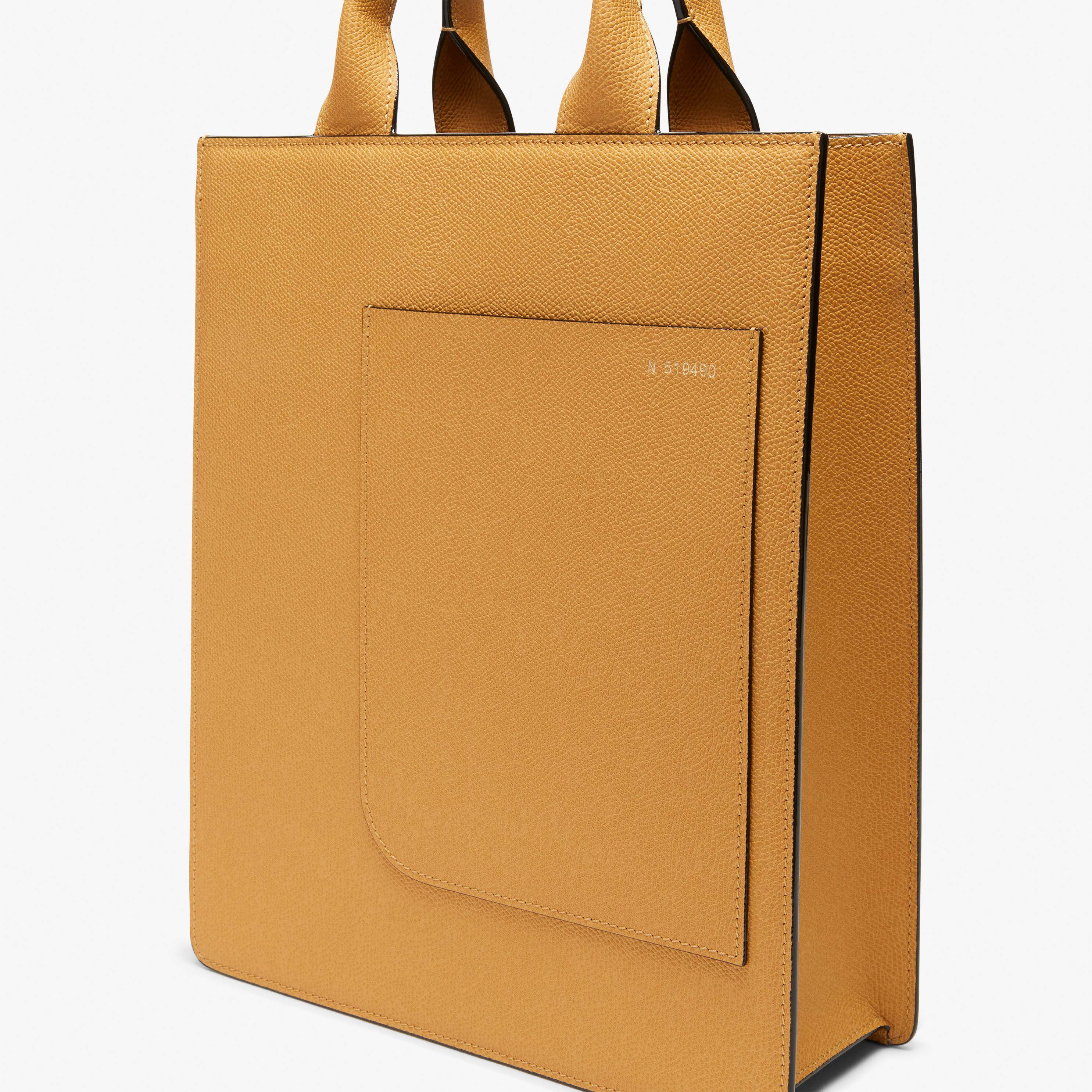 Orange-yellow Leather Mini tote bag with strap | Valextra Boxy
