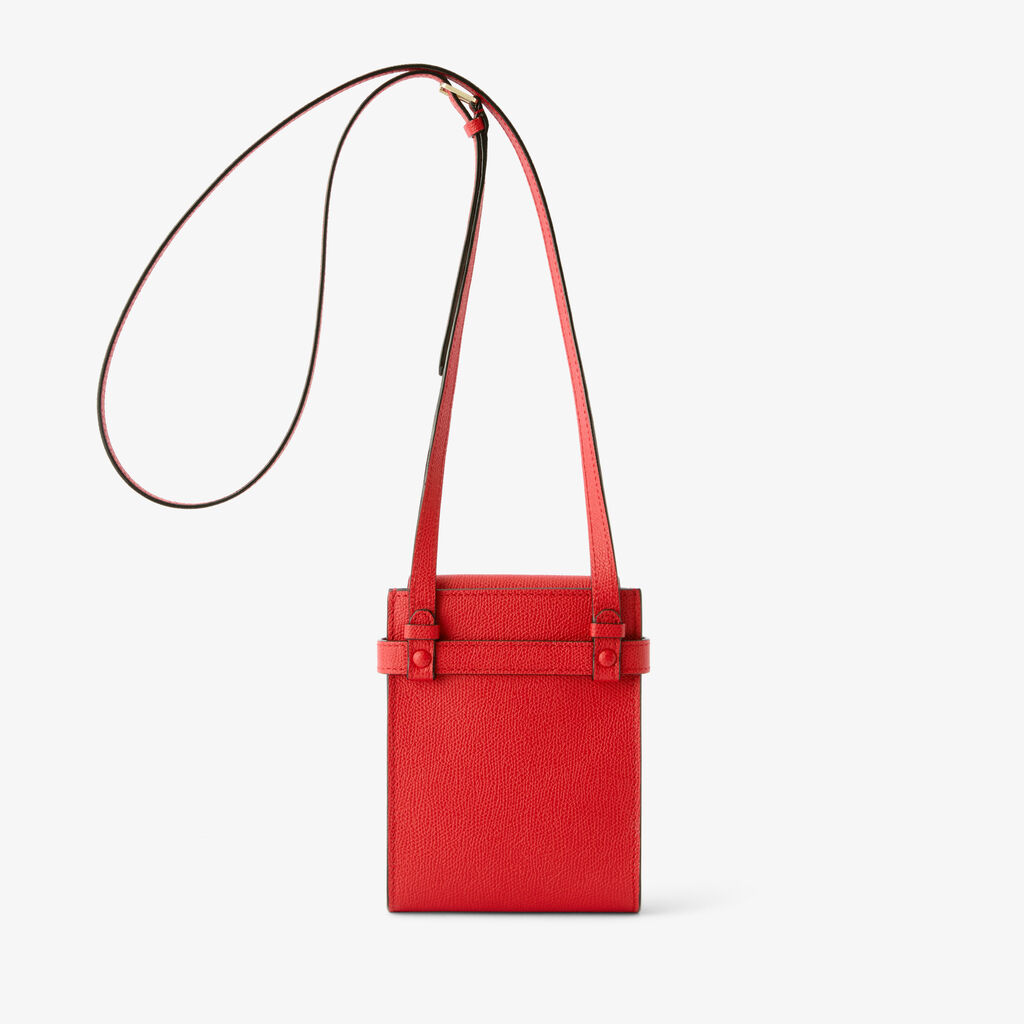 Brera B-Tracollina Slim Crossbody Micro Bag - Crimson Red - Vitello VS - Valextra - 6