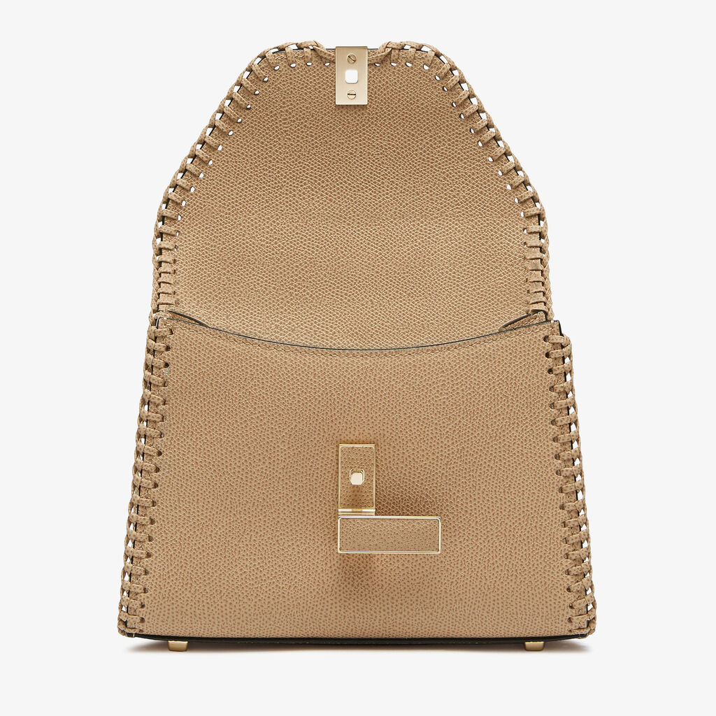 Iside Braided Crossbody Micro Bag - Cashmere Beige - Vitello VS-Infilatura Punto Festone - Valextra - 7