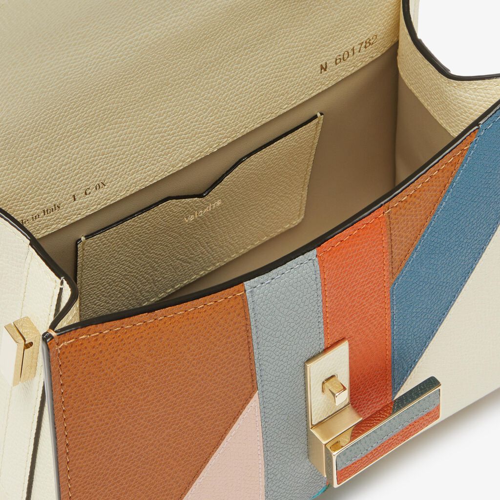 Borsa a Tracolla Iside Intarsia Volti Micro - Bianco Pergamena/Blu Camicia/Rosa Blush/Rosso Love - Vitello VS-Intarsio Uccellino - Valextra - 2